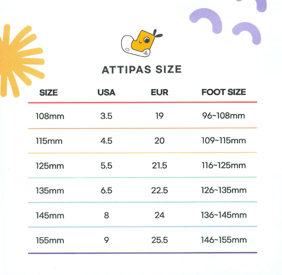 Sizing Chart for attipas