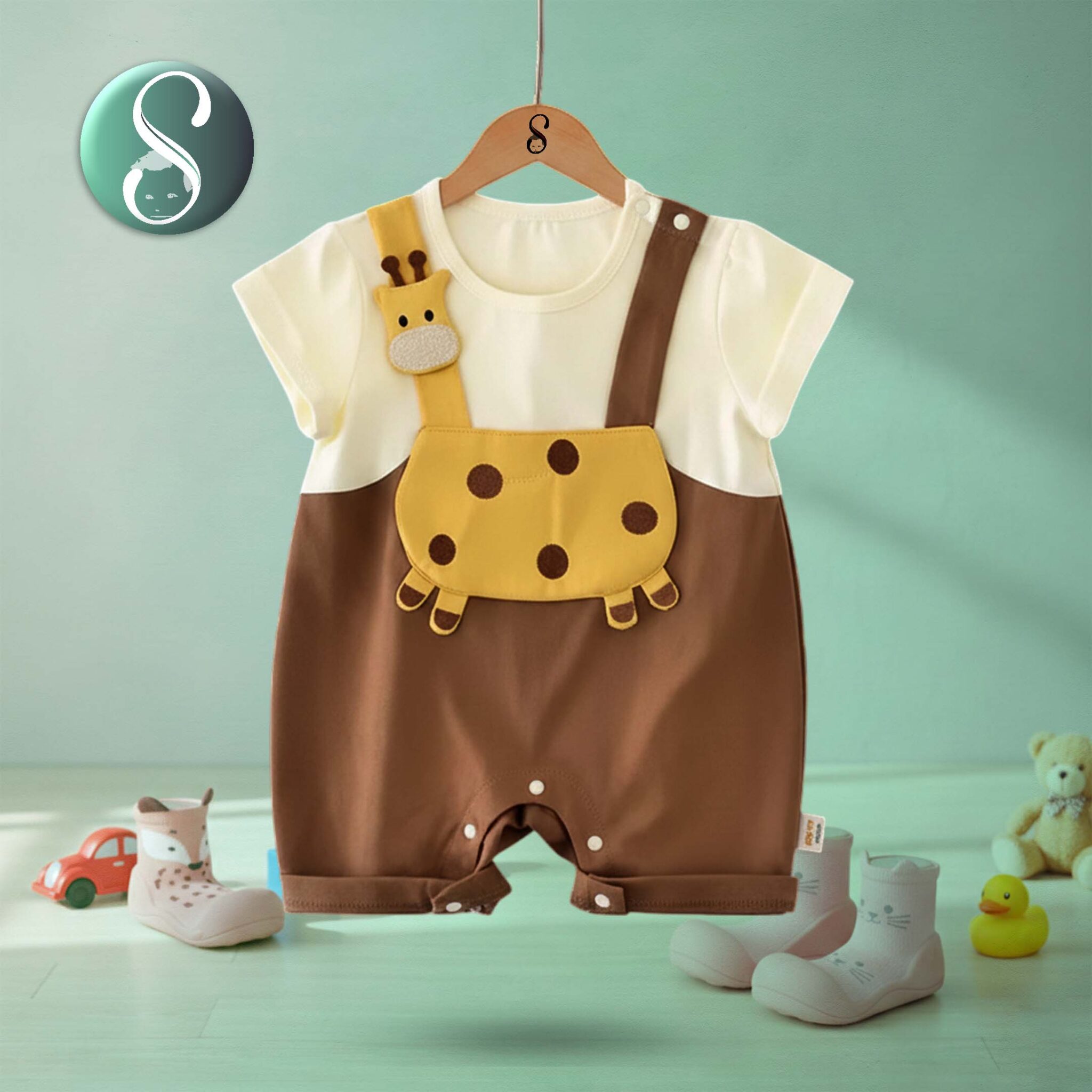 Baby Giraffe Fake 2 Pieces Romper