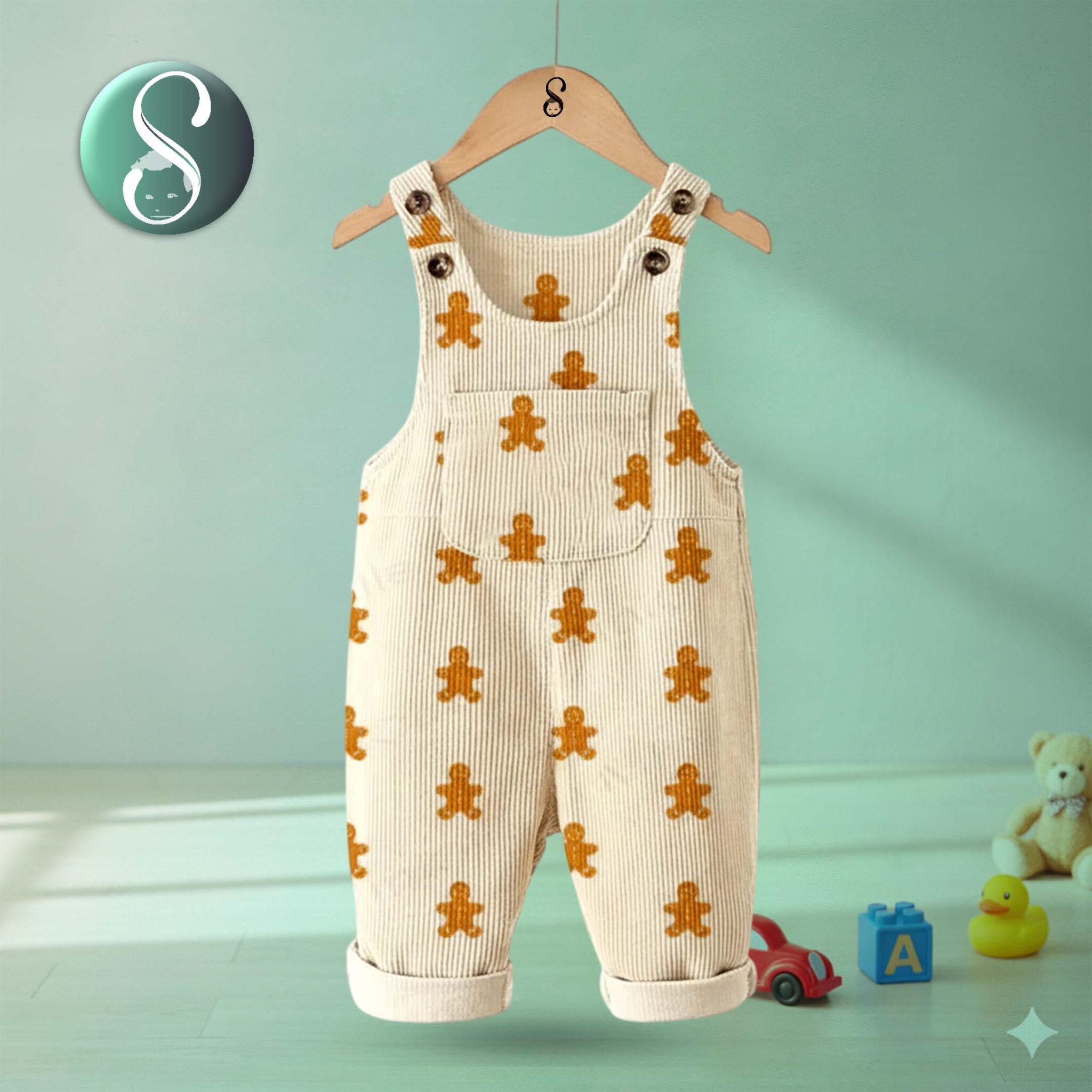 Baby Toddler Gingerbread Man Overalls