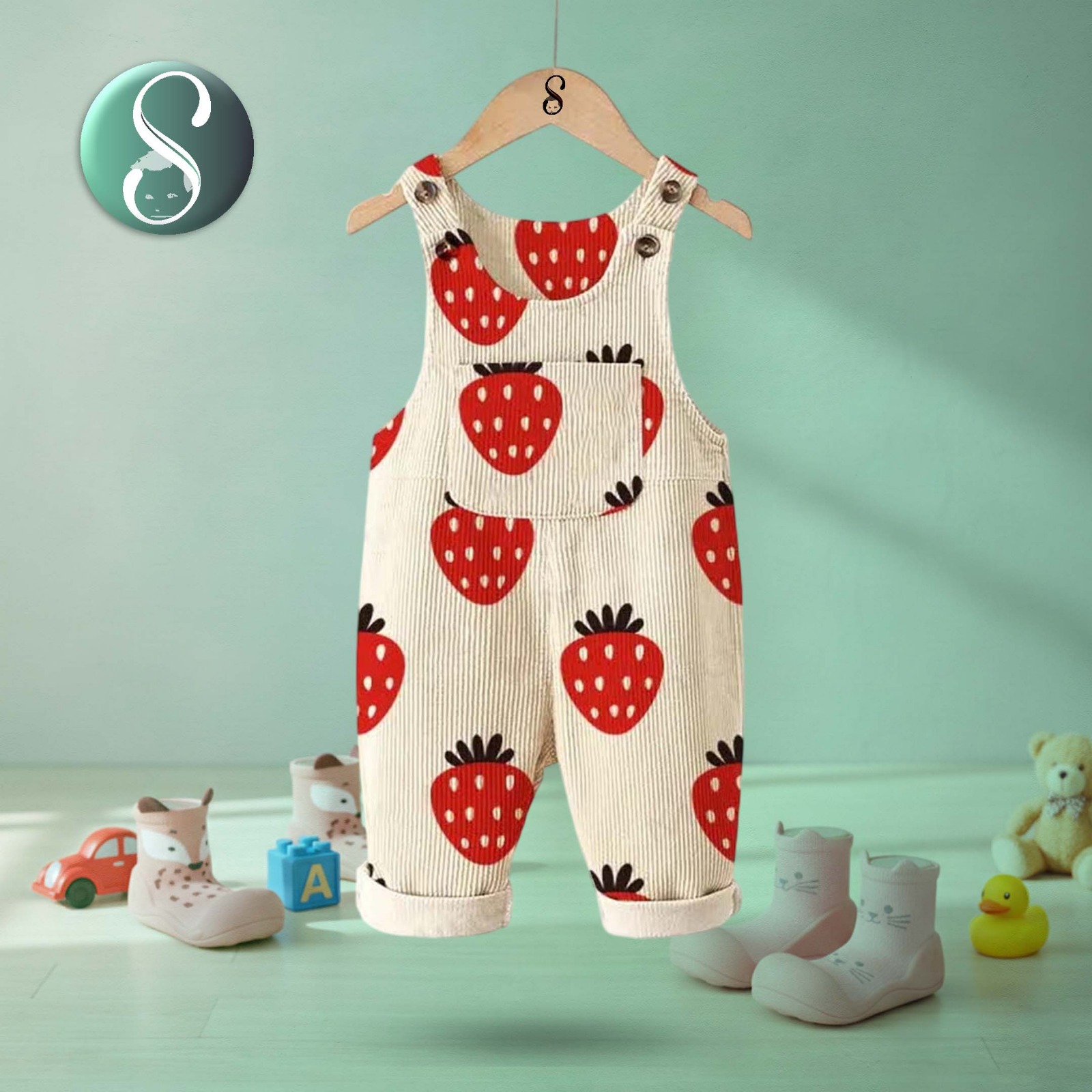 Baby Toddler Strawberry Printed Overalls