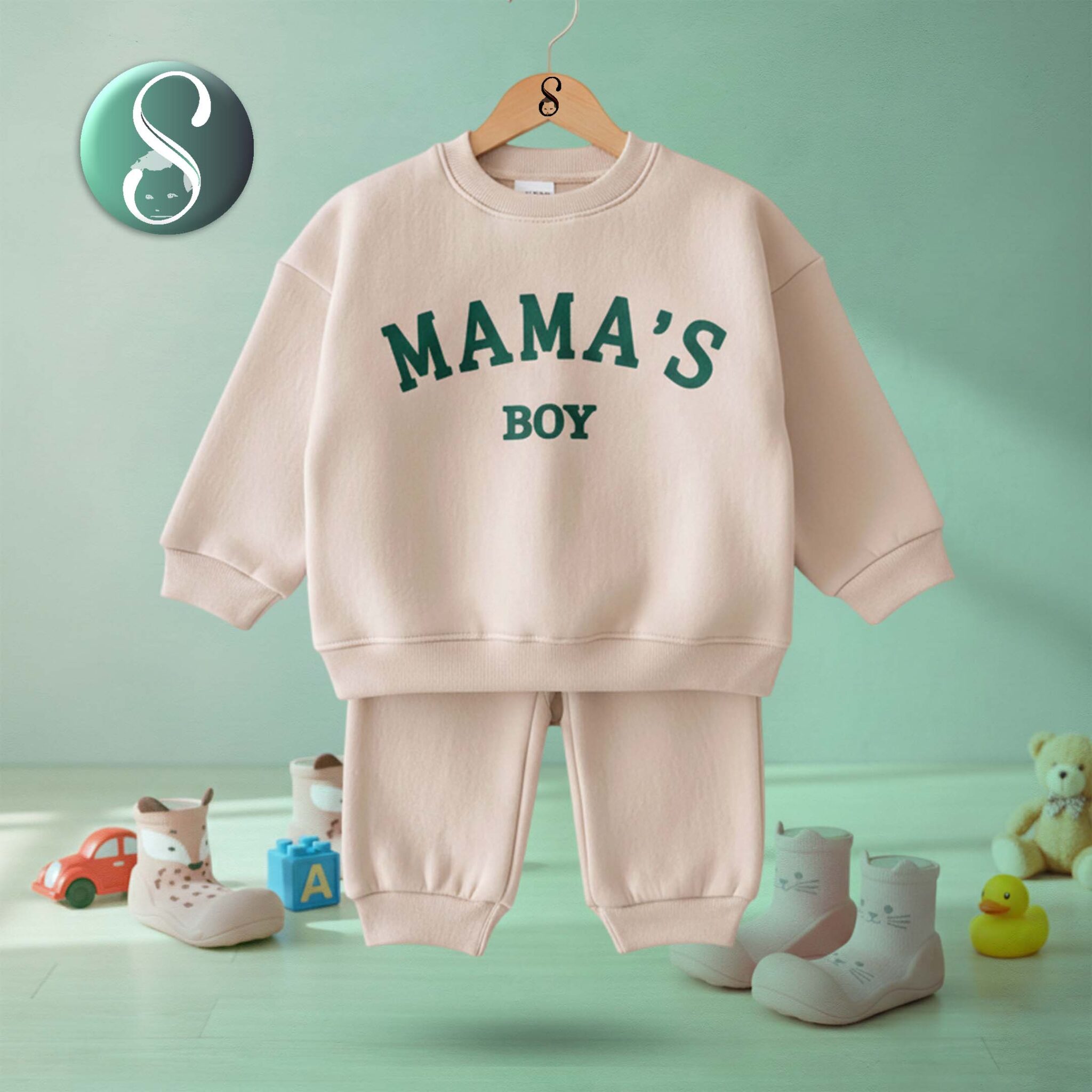 MAMA'S BOY Baby 2-Piece Beige Set